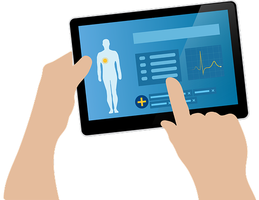 Doctor accessing patient records through electronic health record system